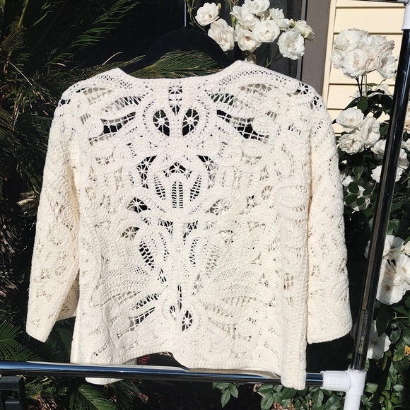 Anthropologie Cream Lace Cardigan Sweater - Picture 4 of 4